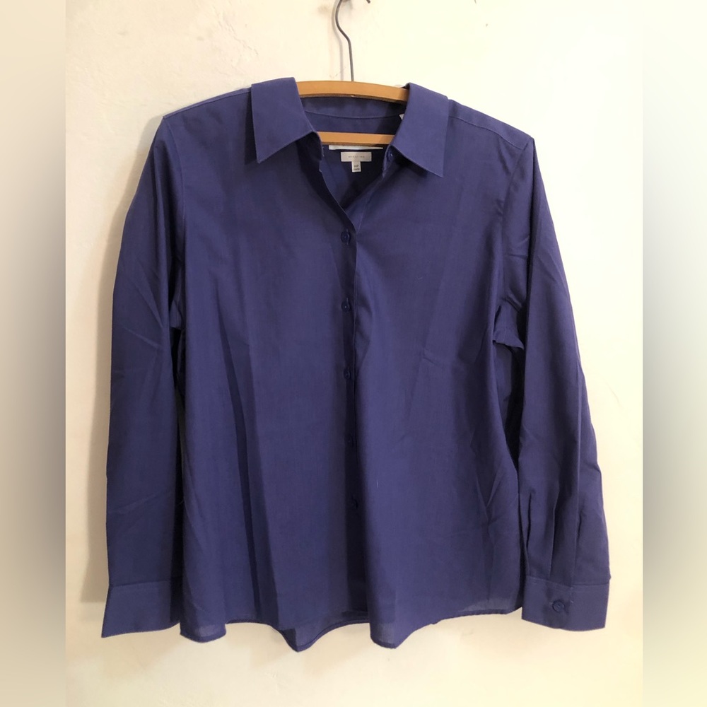 FOXCROFT Wrinkle Free Button-Up Blouse Women's Size 14P Purple